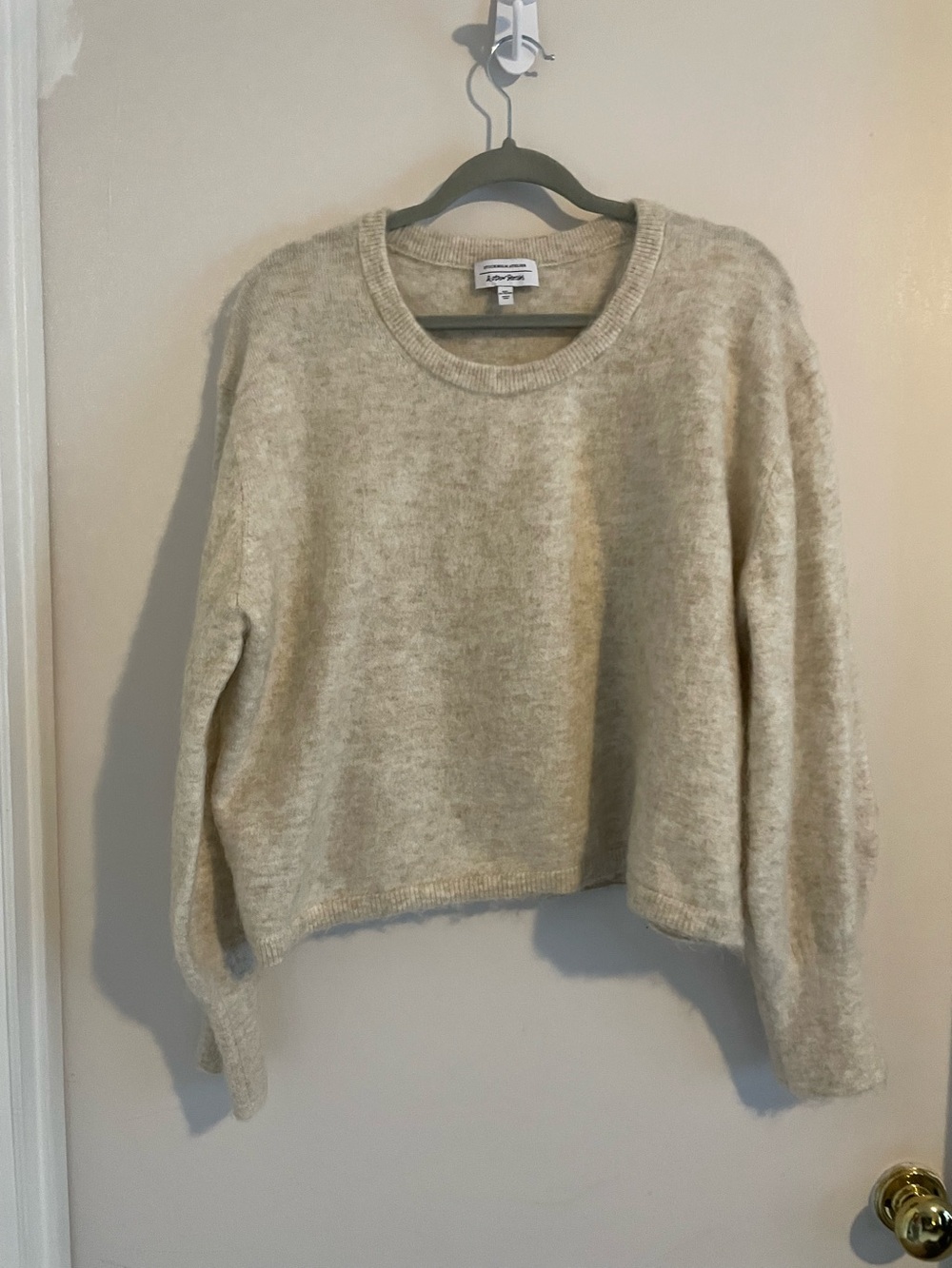 & Other Stories Stockholm Atelier Oatmeal Mohair Wool Blend Sweater L Cropped EU